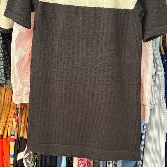 Tibi Coloblock Knit Sweater Mini Dress Medium Black White - Picture 5 of 6